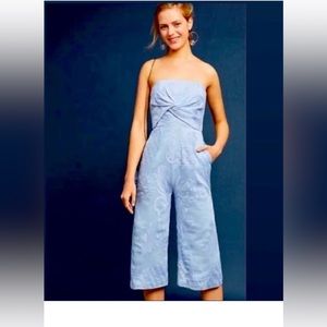 Aijek Natalie Embroidered Strapless Wide Leg Jumpsuit - Anthropologie - Size 2